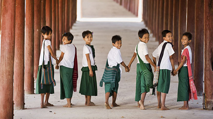 Kids holding hands